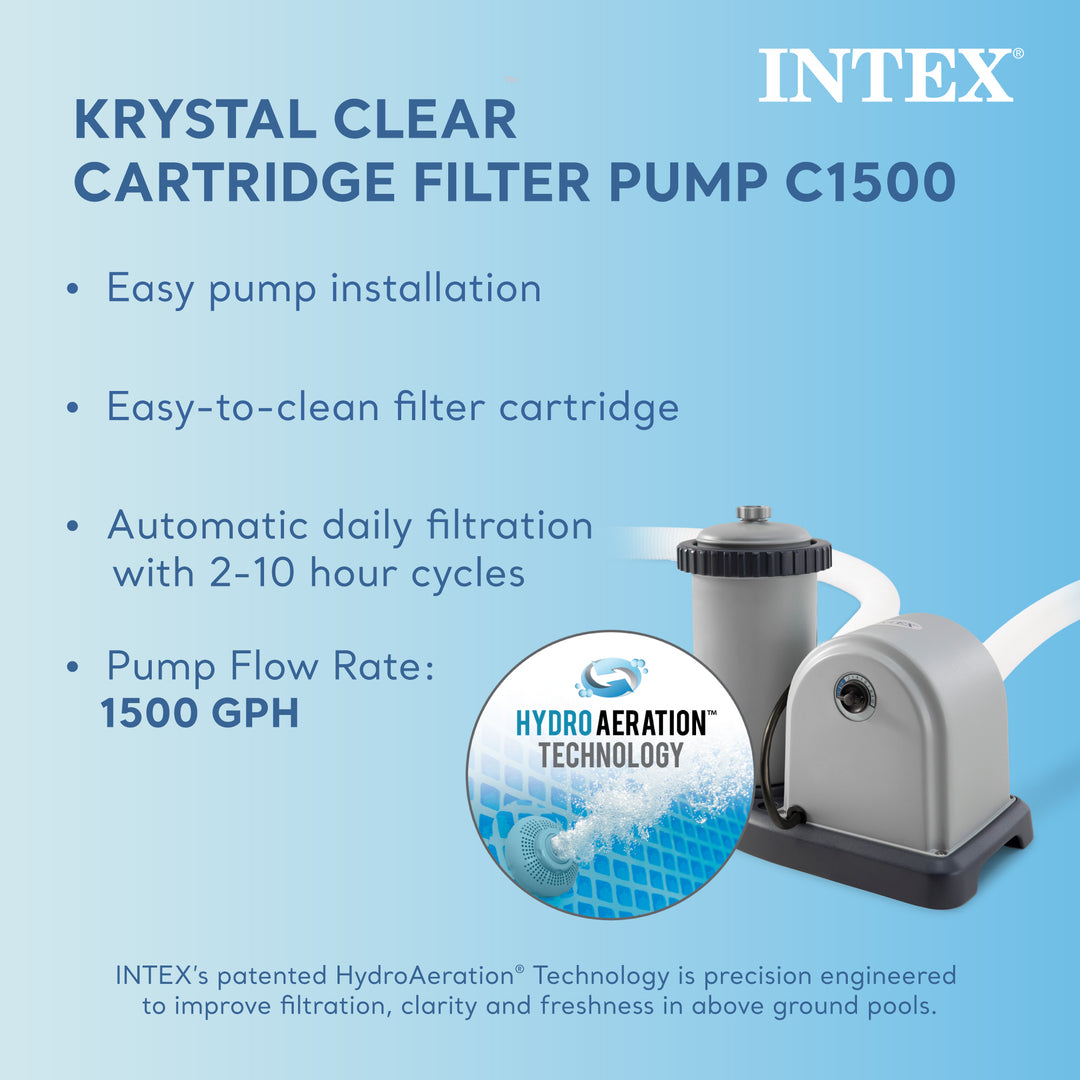 Intex 18ft x 48in Prism Metal Frame Above Ground Swimming Pool, Pump (For Parts)