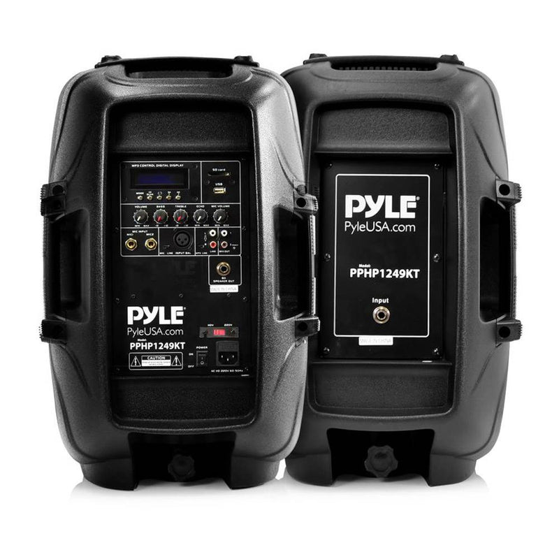 Pyle Active Passive Bluetooth PA Dual Loudspeaker Sound System Kit & Microphones