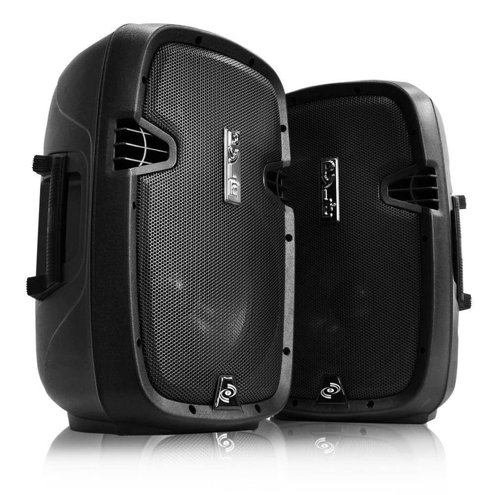 Pyle Active Passive Bluetooth PA Dual Loudspeaker Sound System Kit & Microphones