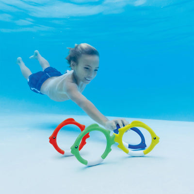 Intex Kids Pool Toy Play Fish Rings & 20" Inflatable Swim Ring Tube (3 Pack) - VMInnovations