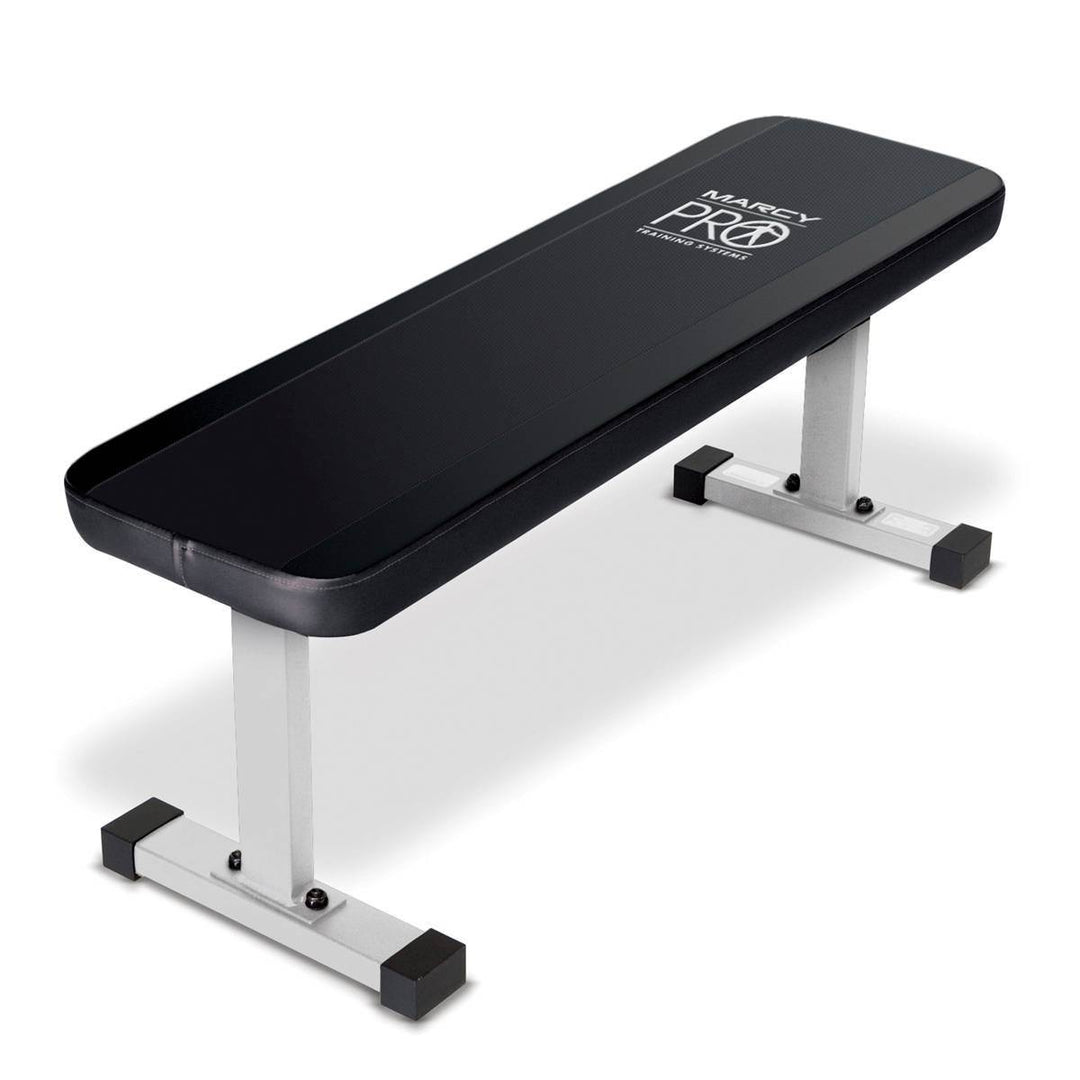 Marcy Flat Utility Strength Training Home Gym Weight Bench, White (Open Box) - VMInnovations