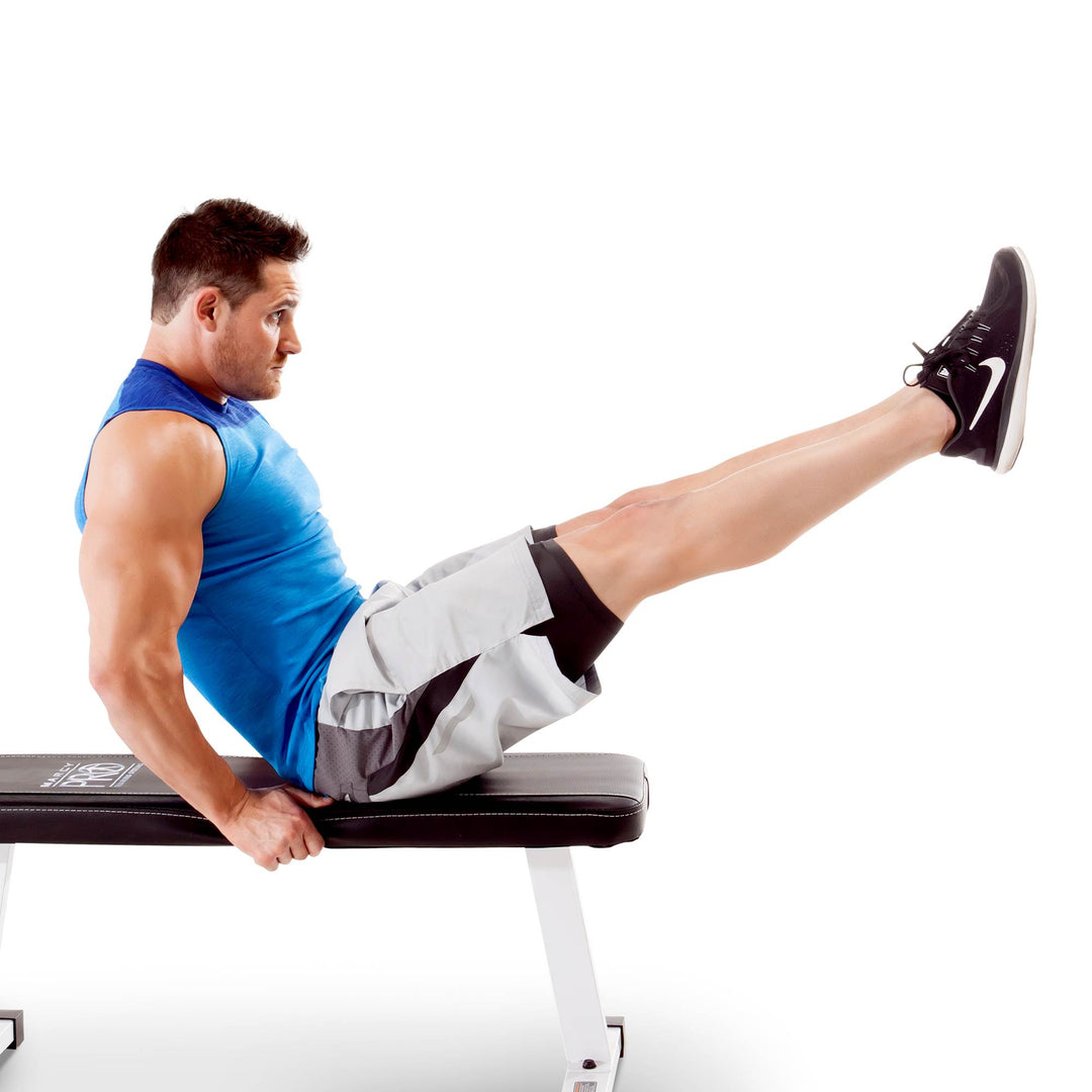 Marcy Flat Utility Strength Training Home Gym Weight Bench, White (Open Box) - VMInnovations