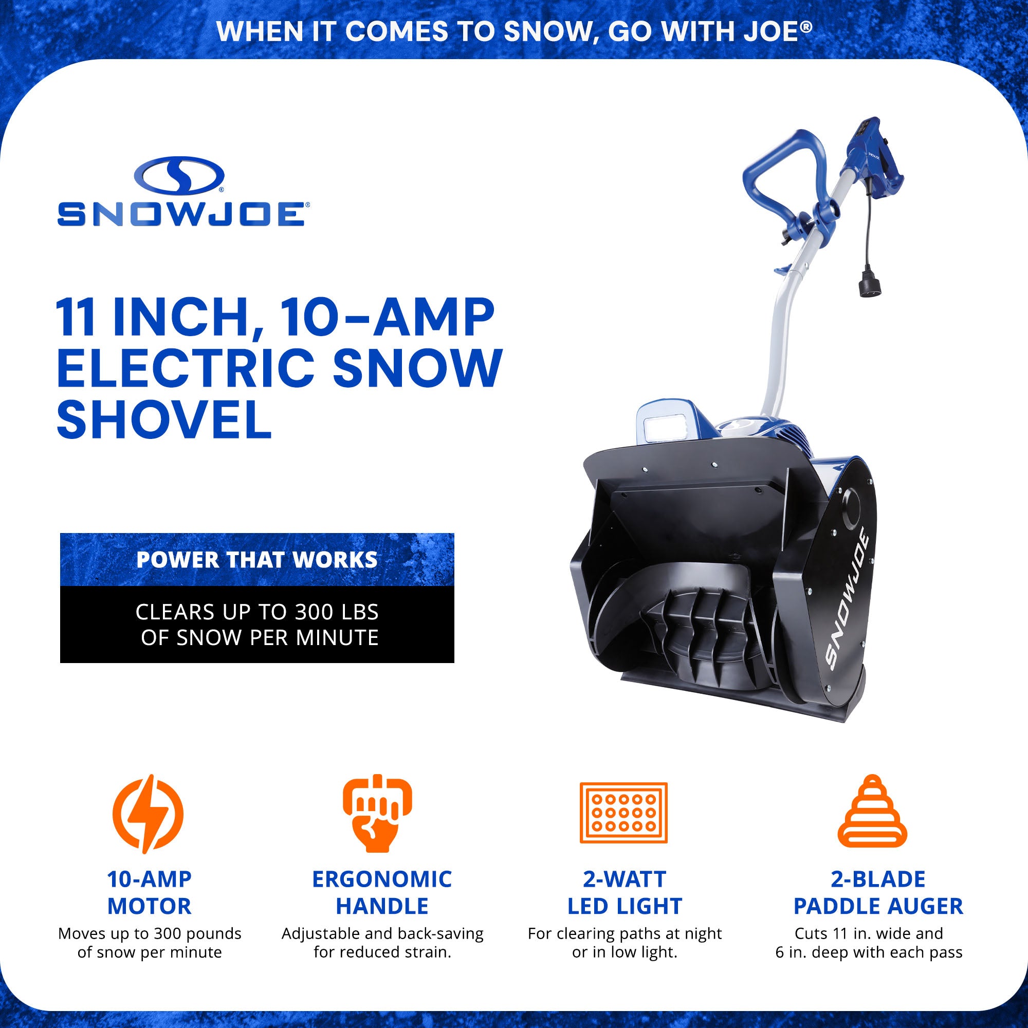 Snow Joe 13 Inch 10 Amp Motor Electric Snow Shovel with Headlights (Used)