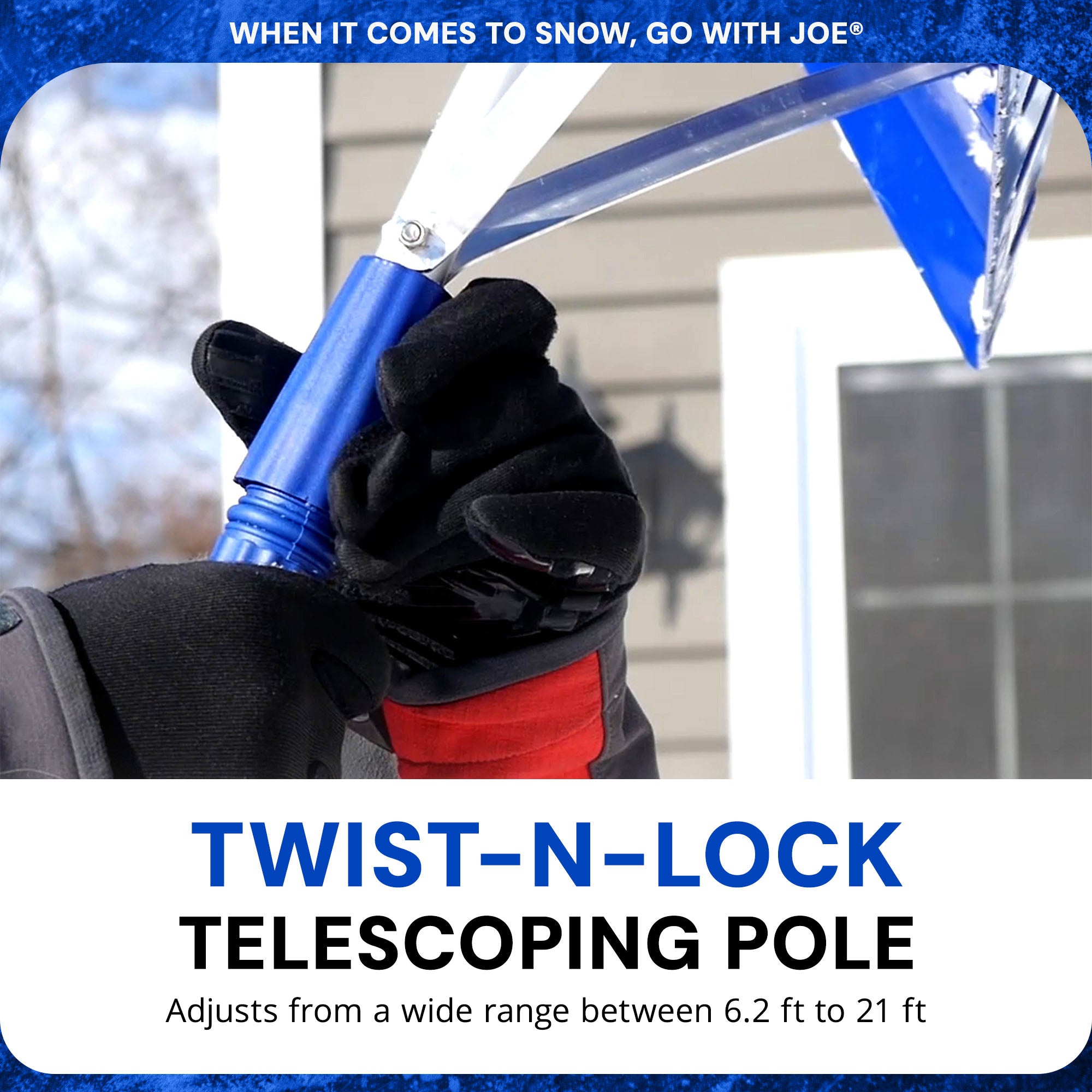 Snow Joe Telescoping Rake, Extendable Roofing Snow Shovel w/ Poly Blade, RJ204M