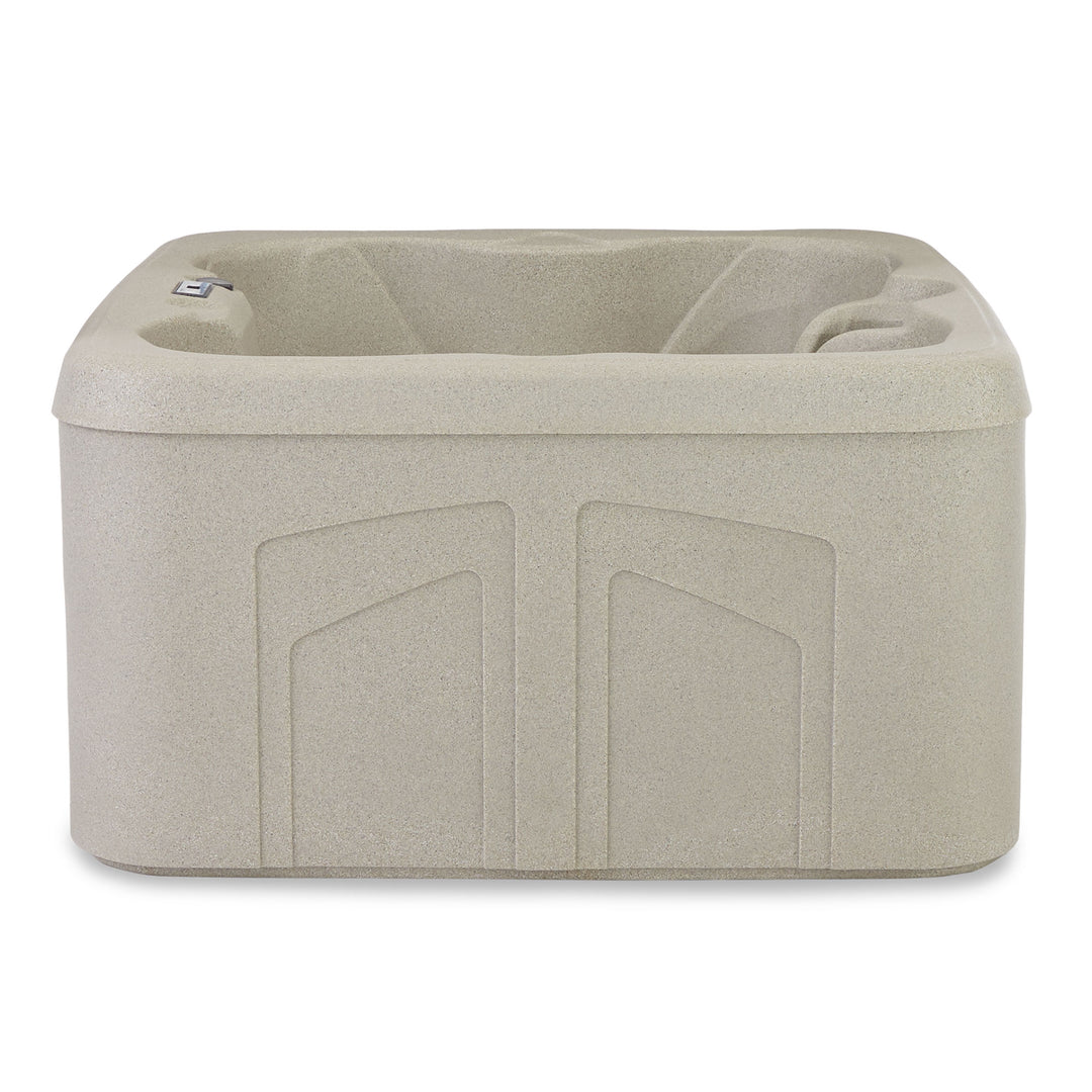 LifeSmart LS100 Sand 4 Person Plug and Play Square Hot Tub Spa with Black Cover