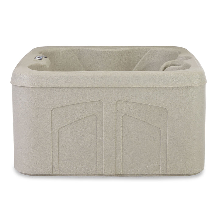 LifeSmart LS100 Sand 4 Person Plug and Play Square Hot Tub Spa with Black Cover - VMInnovations