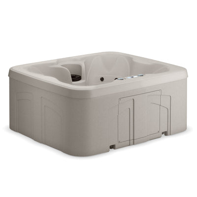 Spas 4 Person Plug & Play Square Hot Tub Spa w/ 13 Jets & Cover, Beige (Used) - VMInnovations