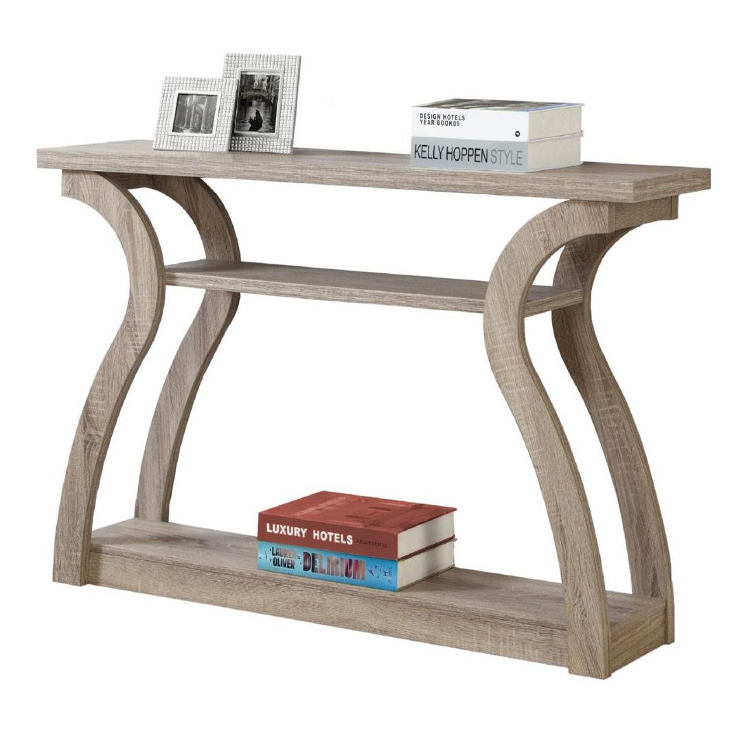 Monarch Modern 3 Shelf 47" Wood Console Accent Side End Table in Dark Taupe