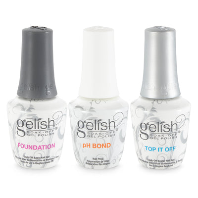 Gelish Terrific Trio Essentials Soak Off Gel Nail Polish Kit, 15 mL (4 Pack)
