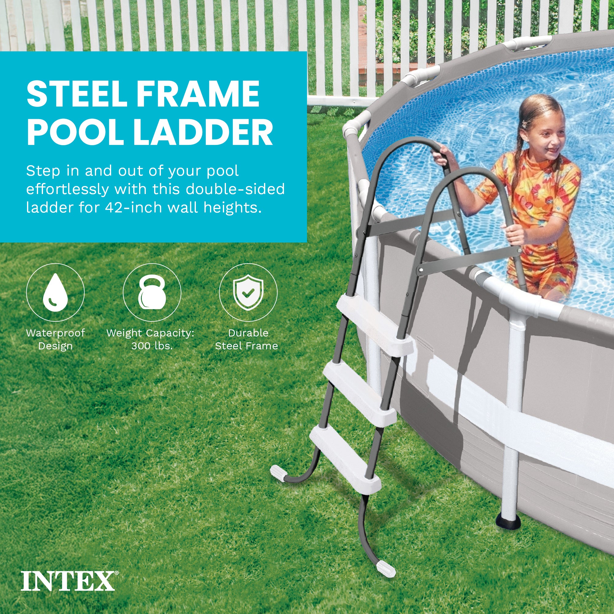 Intex Steel Frame Above Ground Pool Ladder for 42" Height Pools (Open Box)