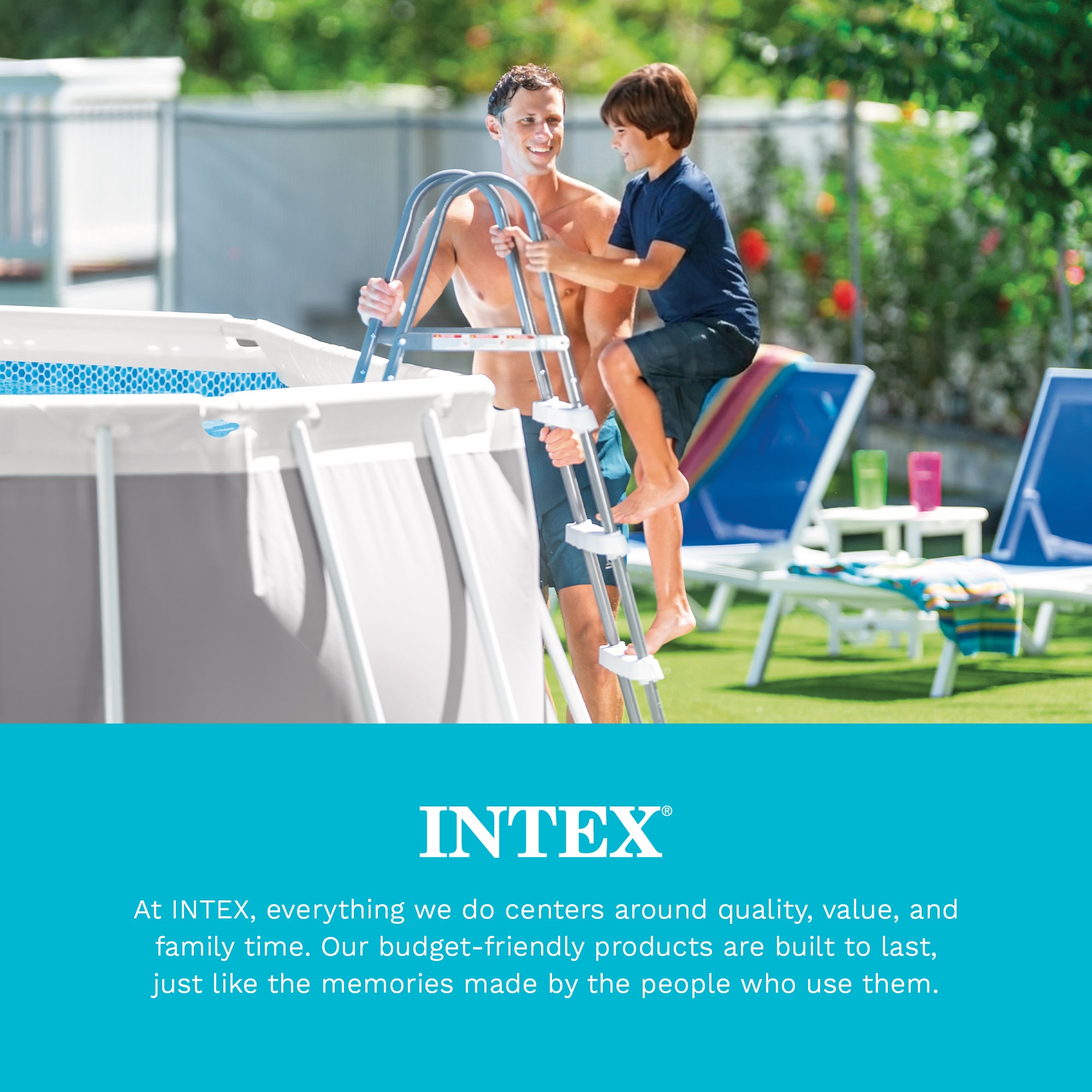 Intex Steel Frame Above Ground Pool Ladder for 42" Height Pools (Open Box)