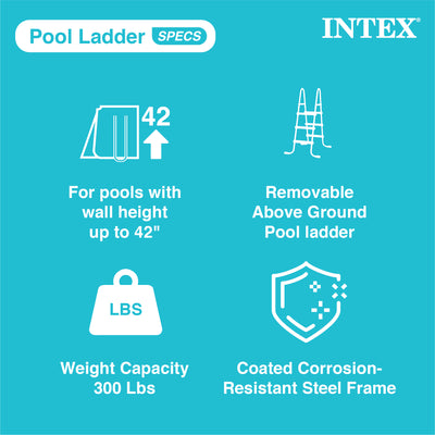 Intex Steel Frame Above Ground Pool Ladder for 42" Height (Open Box) (2 Pack)