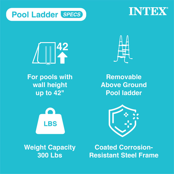 Intex Above Ground Steel Frame Swimming Pool Ladder for 42-In. Wall Height Pools