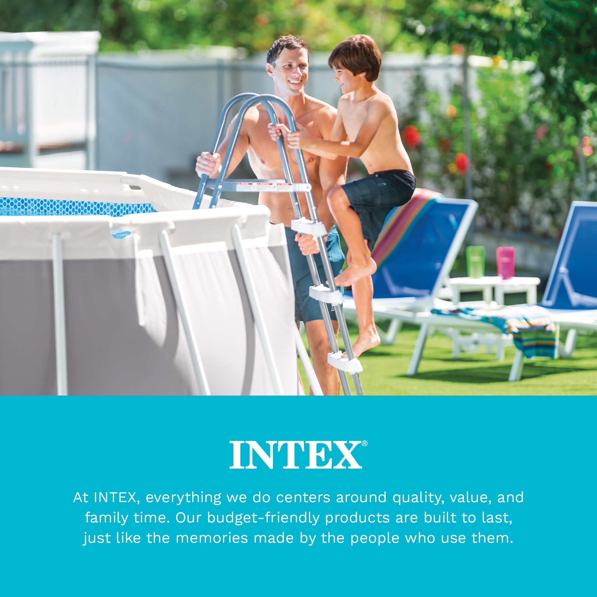 Intex Above Ground Steel Frame Swimming Pool Ladder for 42-In. Wall Height Pools (Refurbished)