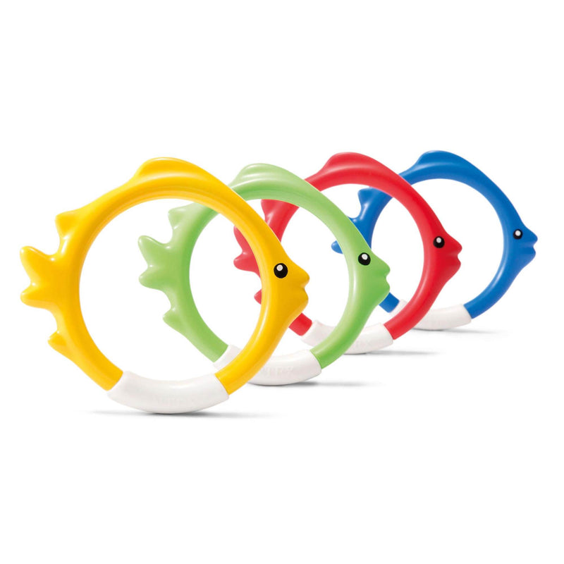 Intex Diving Swimming Pool Kids Toy Play Underwater Fish Rings Sticks, 4 Pack