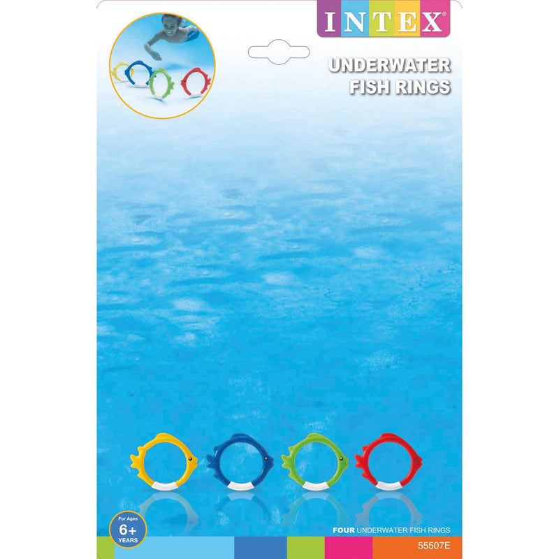 Intex Diving Swimming Pool Kids Toy Play Underwater Fish Rings Sticks, 4 Pack