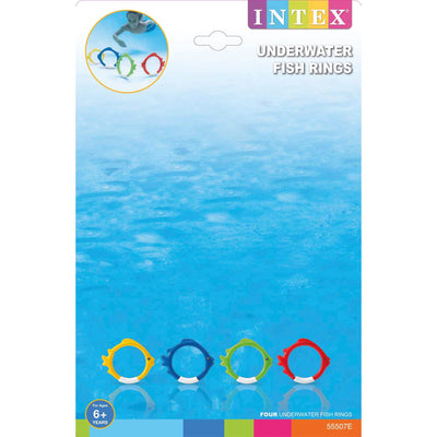 Intex Diving Swimming Pool Kids Toy Play Underwater Fish Rings Sticks, 4 Pack