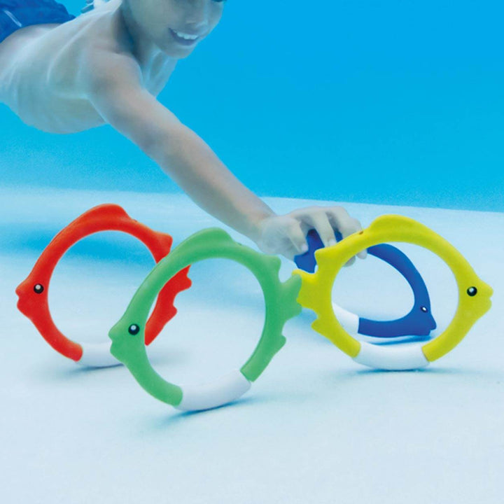 Intex Diving Pool Kids Toy Play Underwater Fish Rings Sticks, 4 Pack (Open Box)