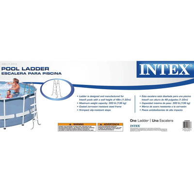 Intex Steel Frame Above Ground Swimming Pool Ladder for 48 Inch High Wall Pools