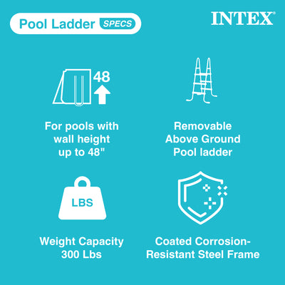 Intex Steel Frame Above Ground Pool Ladder for 48" Wall Height Pools (Open Box)