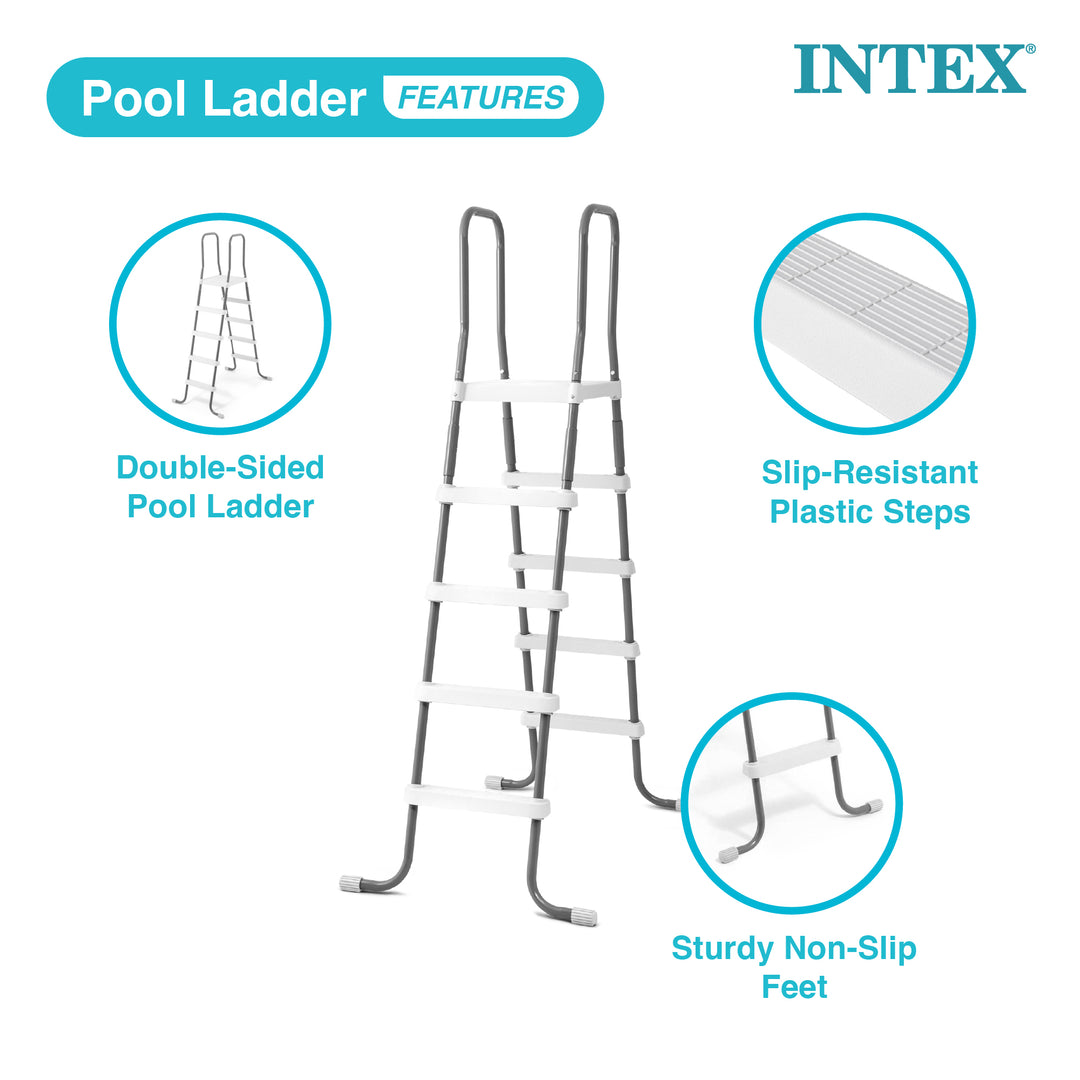 Intex 28067E Steel Frame 52" Entry Step Ladder for Above Ground Swimming Pools