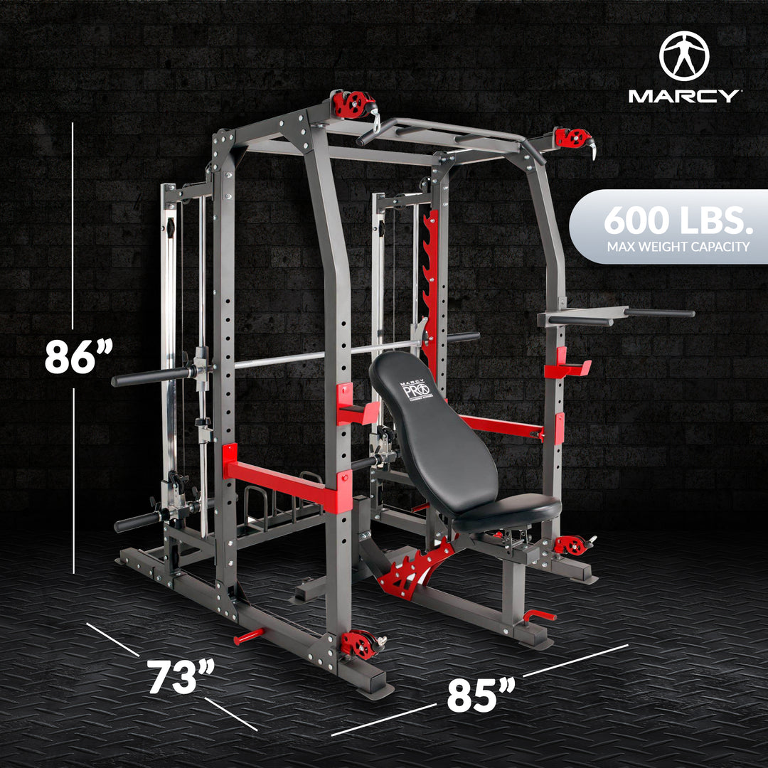 Marcy Pro Smith Machine Weight Bench Home Gym Total Body Workout Training System