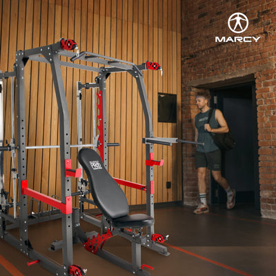 Marcy Pro Smith Machine Weight Bench Home Gym Total Body Workout Training System - VMInnovations