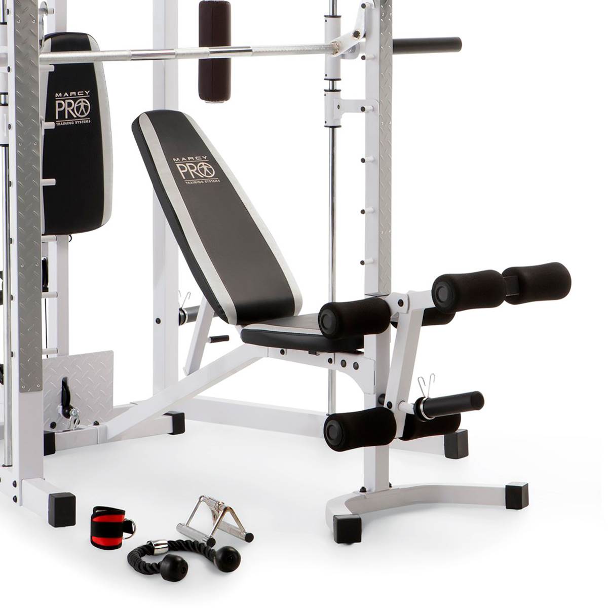 Marcy 5276 Combo Smith Heavy-Duty Total Body Strength Home Gym Machine, White - VMInnovations
