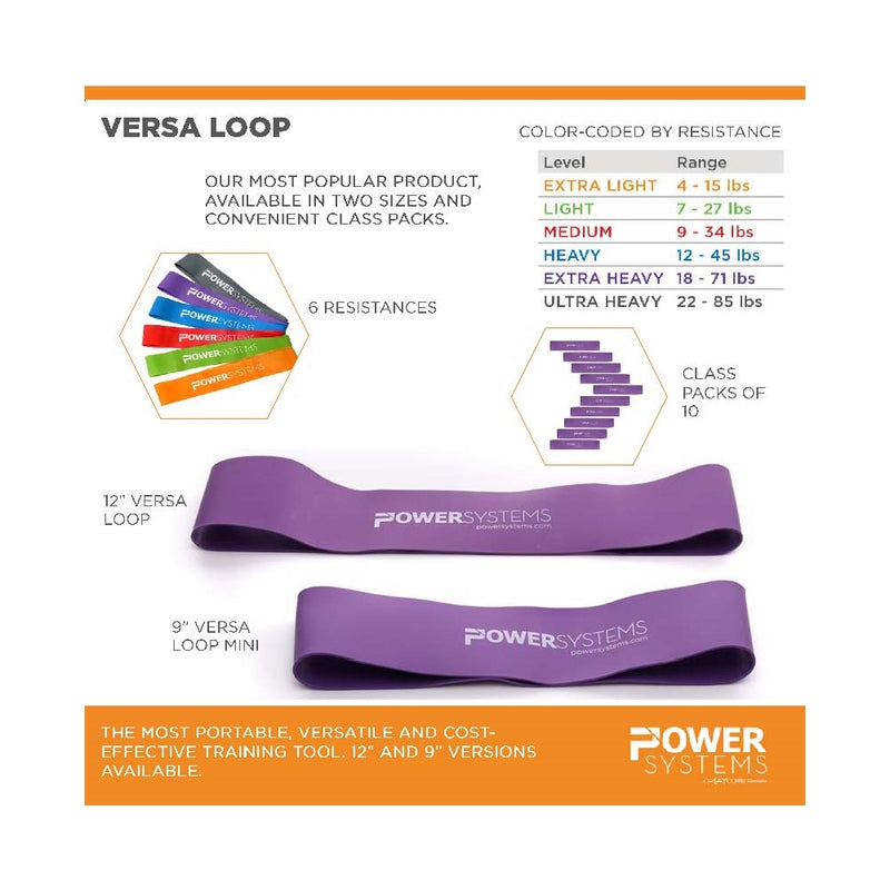 Power Systems Versa Loops Resistance Exercise Bands,Orange (10 Pack) (Open Box)