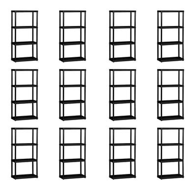 Gracious Living 4 Tier Shelf Indoor Garage Storage Shelving Unit (12 Pack)
