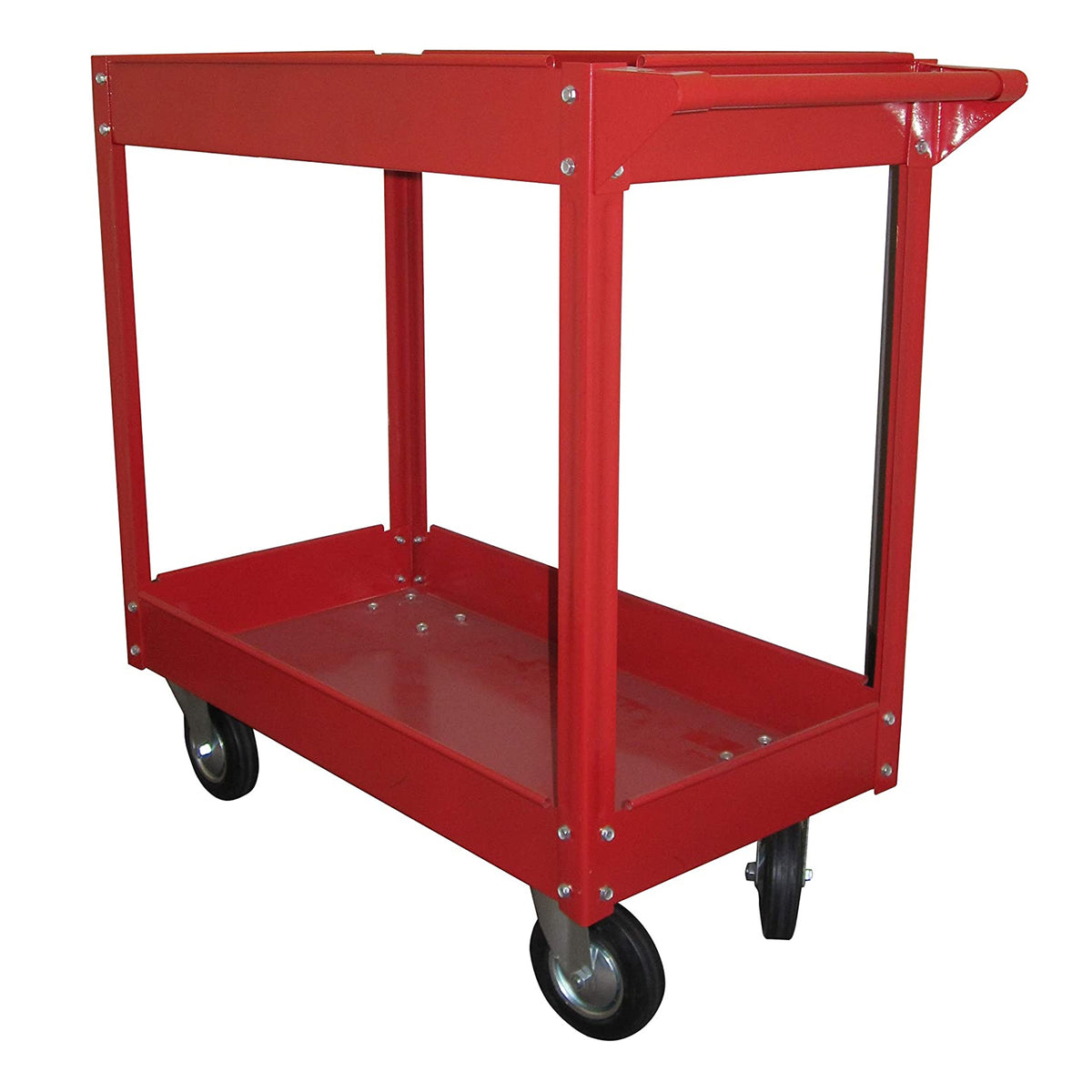 Olympia Tools Rolling Steel Cart with 2 Shelves and Caster Wheels, Red(Open Box)