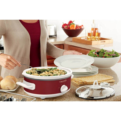 Crock-Pot Casserole Crock 2.5 Quart Oval Slow Cooker, Red (Open Box)