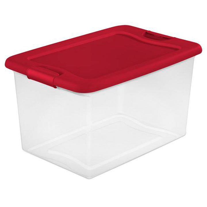 Sterilite 64 Qt. Clear Plastic Latching Lid Storage Bin Container Tote, 6 Pack