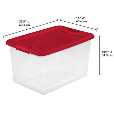 Sterilite 64 Qt. Clear Plastic Latching Lid Storage Bin Container Tote, 6 Pack - VMInnovations
