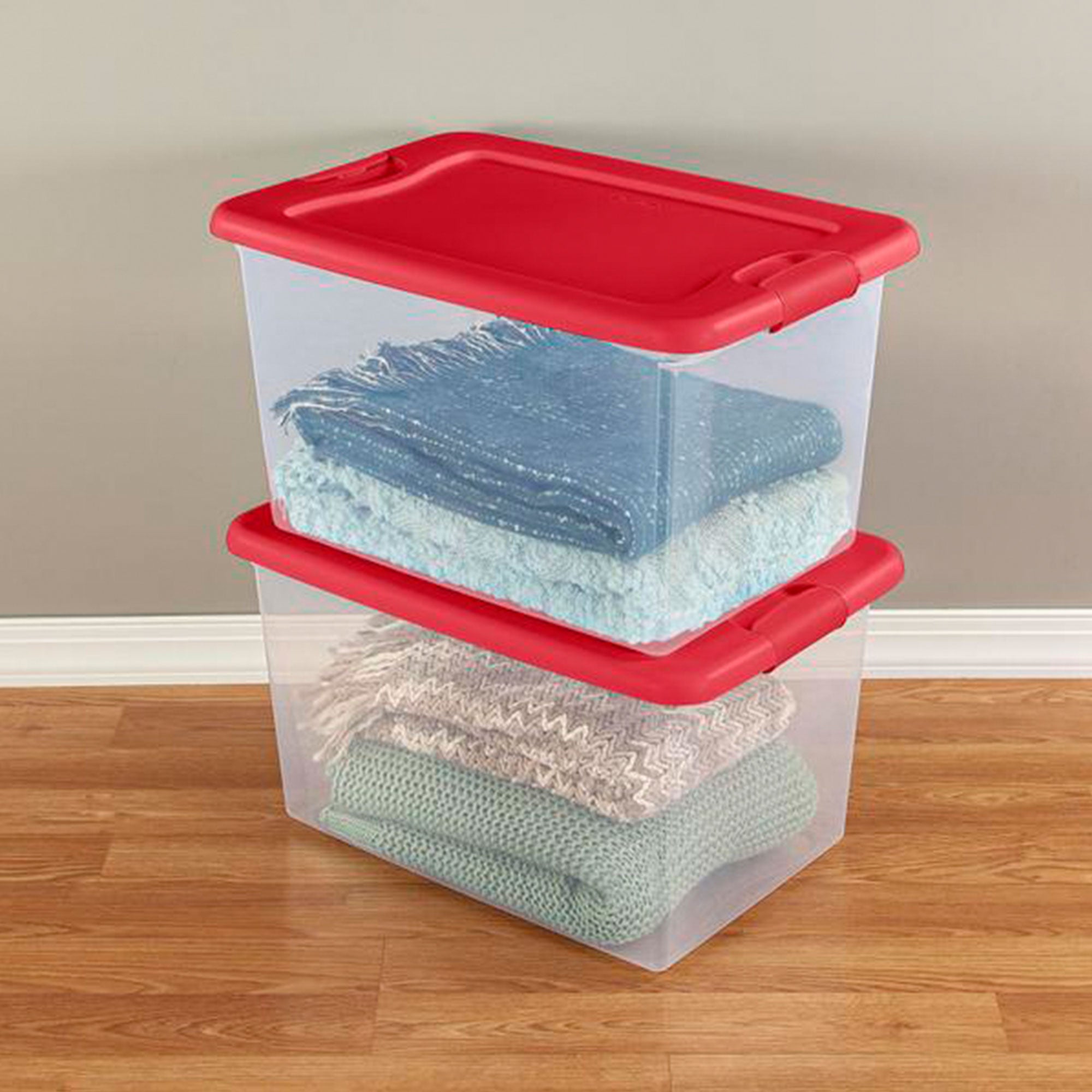 Sterilite 64 Qt. Clear Plastic Latching Lid Storage Bin Container Tote, 6 Pack - VMInnovations