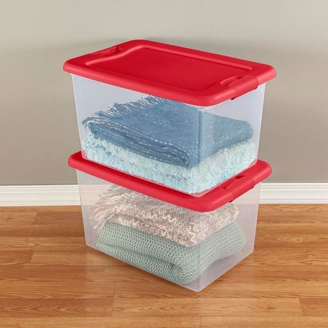 Sterilite 64 Qt. Clear Plastic Latching Lid Storage Bin Container Tote, 18 Pack