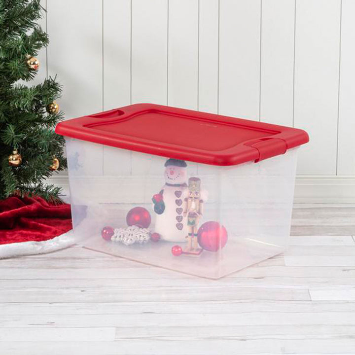 Sterilite 64 Qt. Clear Plastic Latching Lid Storage Bin Container Tote, 6 Pack