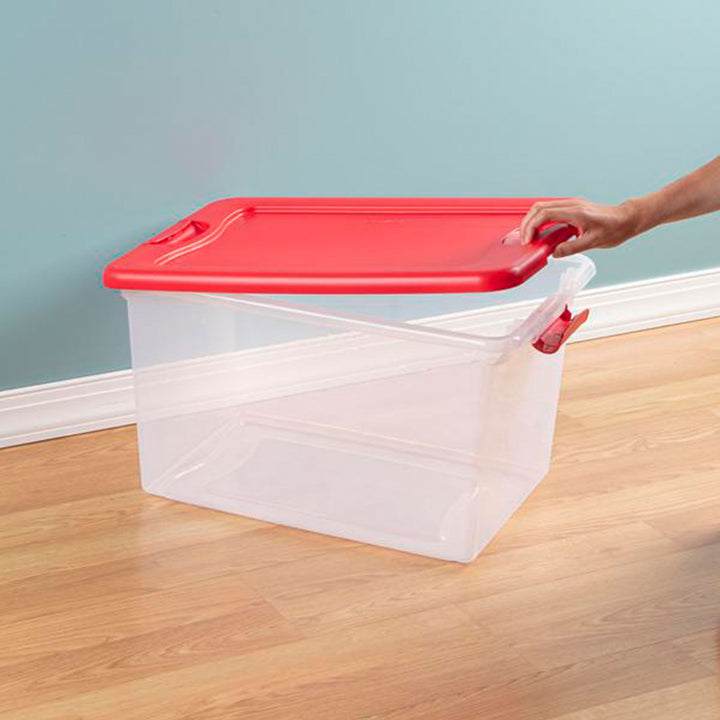 Sterilite 64 Qt. Clear Plastic Latching Lid Storage Bin Container Tote, 18 Pack