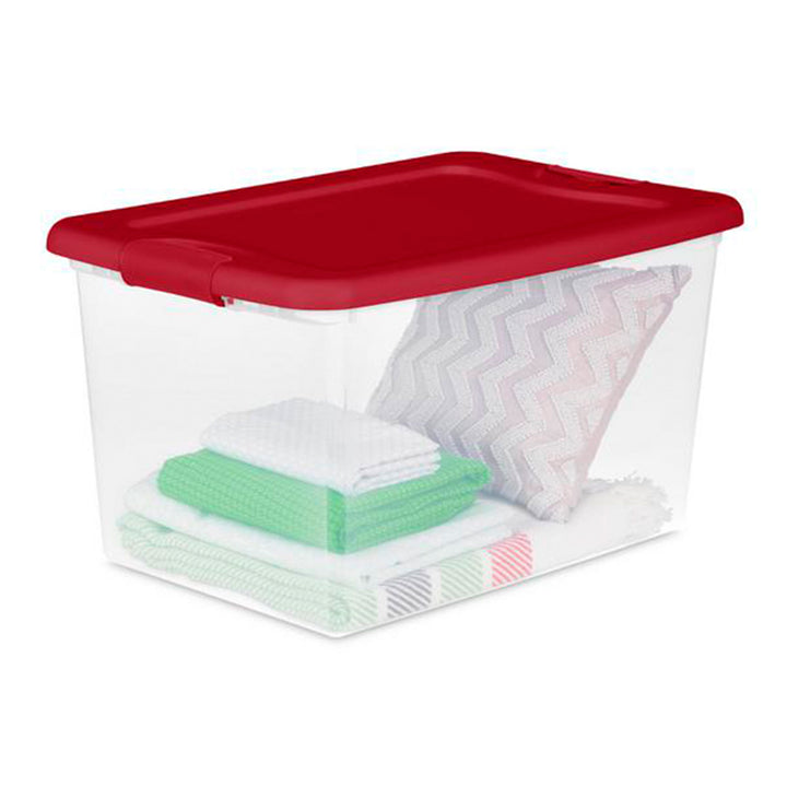 Sterilite 64 Qt. Clear Plastic Latching Lid Storage Bin Container Tote, 6 Pack