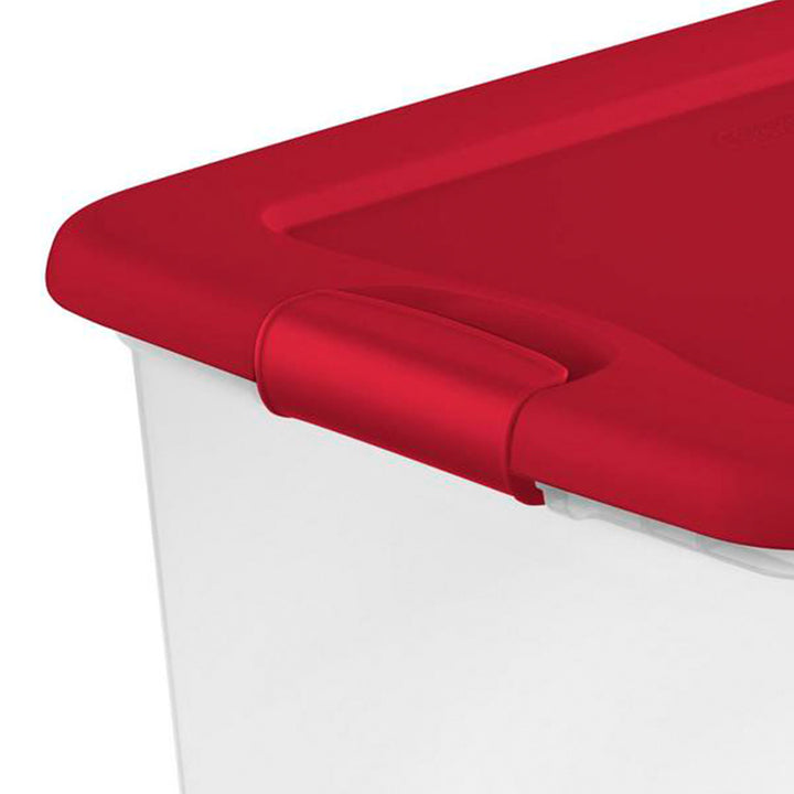 Sterilite 64 Qt. Clear Plastic Latching Lid Storage Bin Container Tote, 6 Pack