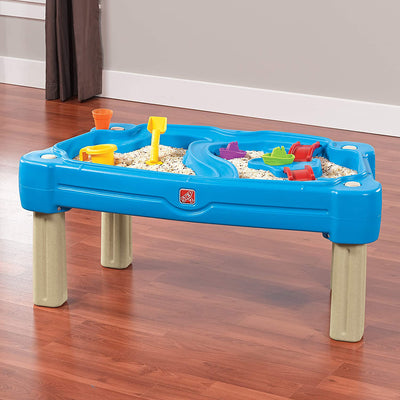 Step2 Cascading Cove Sand and Water Kids Table with Umbrella, Blue (Open Box)
