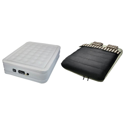 Insta-Bed 18" Raised Queen Air Mattress Bed w/ Never Flat Pump and Bedding Set