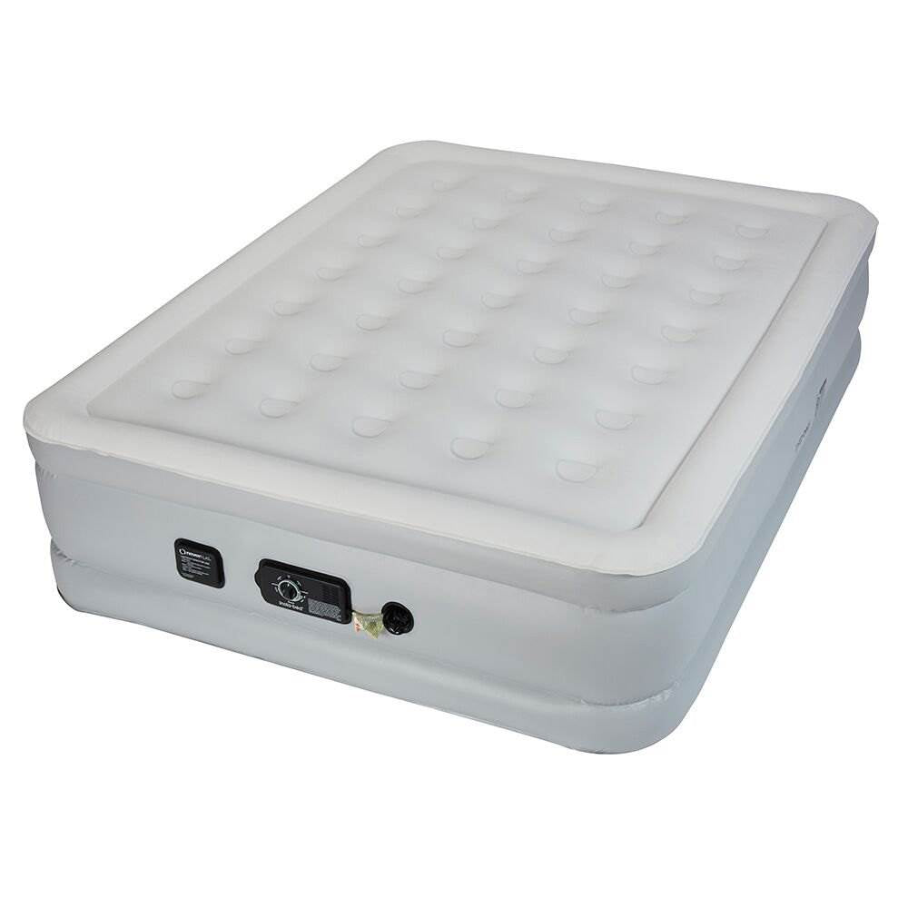 Insta-Bed 18" Raised Queen Air Mattress Bed w/ Never Flat Pump and Bedding Set