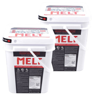 Snow Joe Melt 25 Lb Bucket Calcium Chloride Pellets Professional Melter (2 Pack)