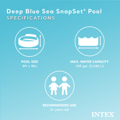 Intex Deep Sea Blue 8ft x 18in SnapSet Instant Above Ground Swimming Kiddie Pool - VMInnovations