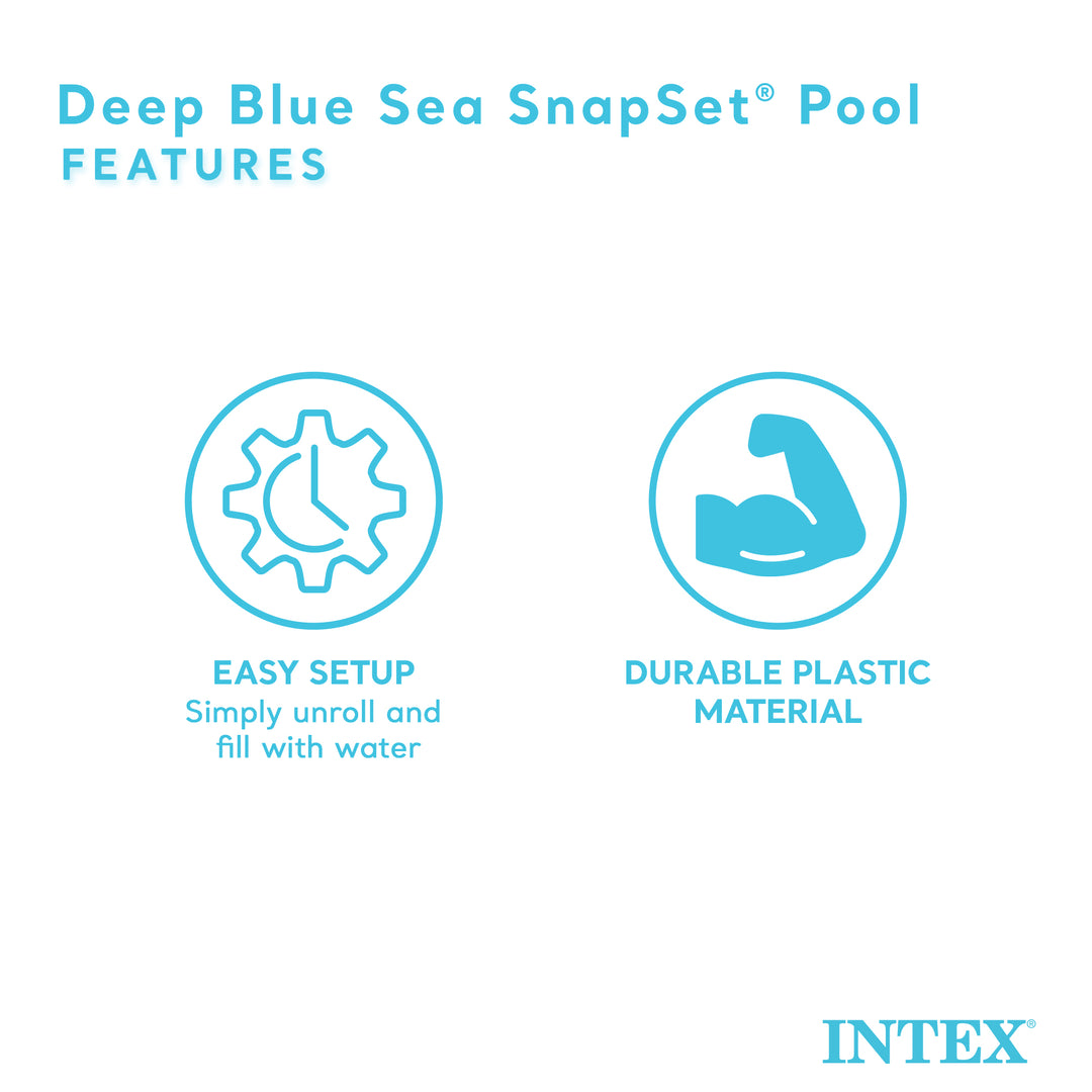 Intex 8ft x 18in SnapSet Kiddie 8 x 8' Instant Swimming Pool, Sea Blue (Used)