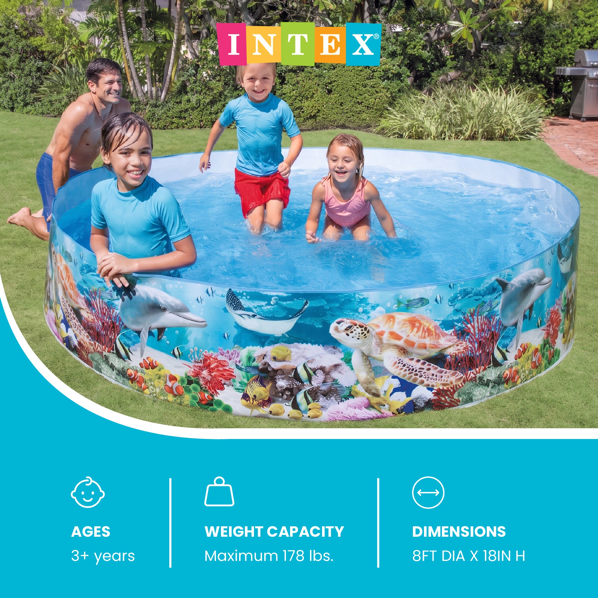 Intex Deep Sea Blue 8 x 1.5 Foot Kids Water SnapSet Swimming Pool (Open Box)