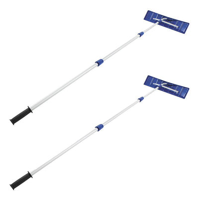 Snow Joe Telescoping Snow Shovel Roof Poly Blade Rake w/ 21' Extension (2 Pack)