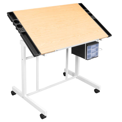 Studio Designs Deluxe Arts and Crafts Drawing and Drafting Table, White & Maple