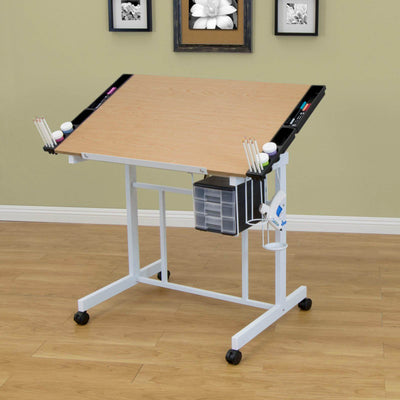 Studio Designs Deluxe Arts and Crafts Drawing and Drafting Table, White & Maple